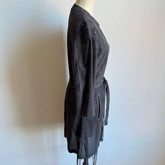 SARACENO BELLAGIO Suede Mesh Belted Cardigan - Picture 2 of 9